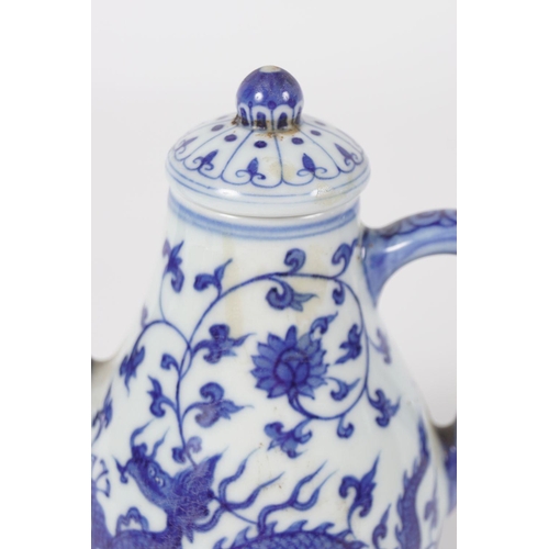 39 - CHINESE QING BLUE AND WHITE TEA POT