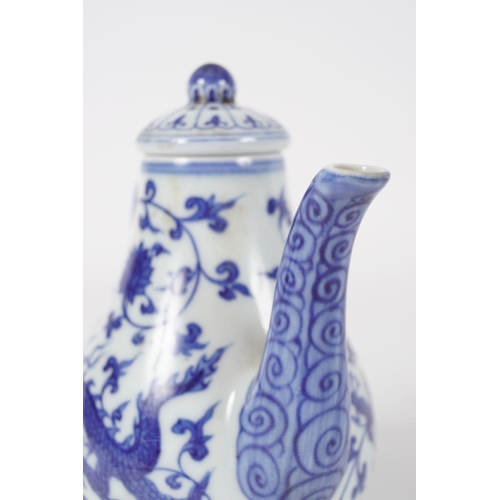 39 - CHINESE QING BLUE AND WHITE TEA POT