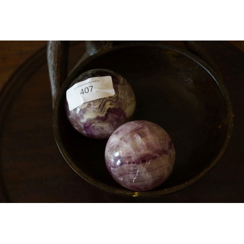 407 - 2 BLUE JOHN LIBRARY PAPER WEIGHTS