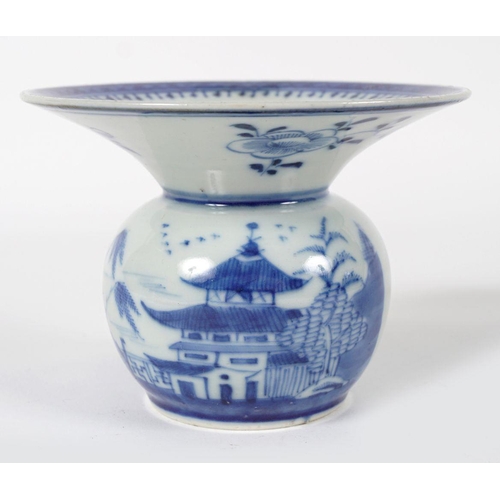 43 - CHINESE QING BLUE AND WHITE SPITTOON