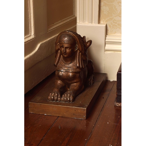 46 - PAIR OF REGENCY PERIOD BRONZE SPHINXES