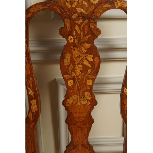 57 - PAIR OF DUTCH MARQUETRY ARMORIAL CHAIRS