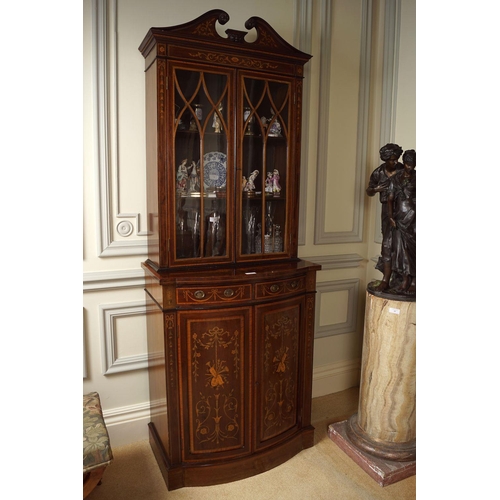 63 - EDWARDIAN MAHOGANY AND MARQUETRY CABINET