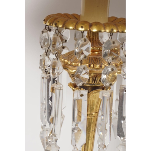 95 - PAIR OF ORMOLU AND CRYSTAL TABLE LAMPS