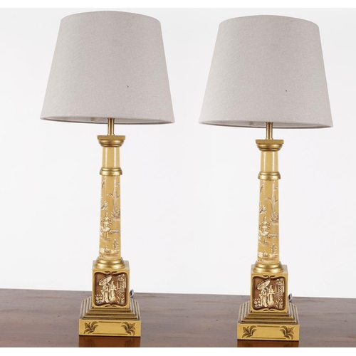 113 - PAIR OF TOLEWARE TABLE LAMPS