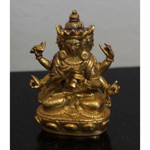 1594 - CHINESE QING GILT BRONZE BUDDHA