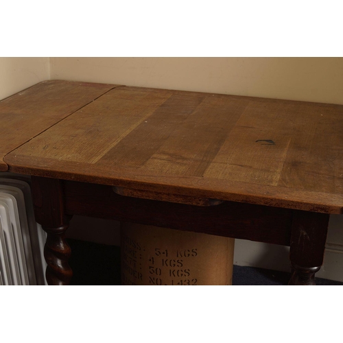 19 - EDWARDIAN OAK DRAW LEAF TABLE