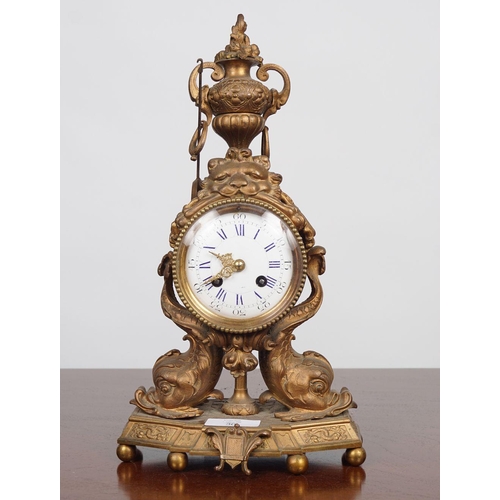 30 - 19TH-CENTURY GILT METAL MANTLE CLOCK