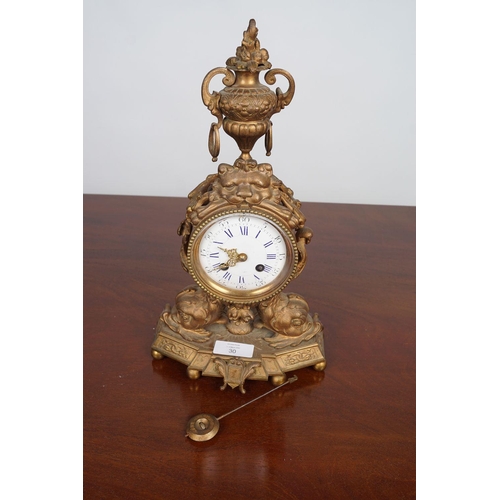 30 - 19TH-CENTURY GILT METAL MANTLE CLOCK