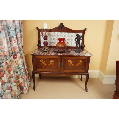 58 - EDWARDIAN MAHOGANY AND MARQUETRY WARDROBE