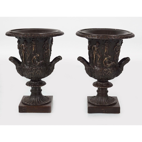 6 - PAIR OF 19TH-CENTURY BRONZE CAMPANA URNS