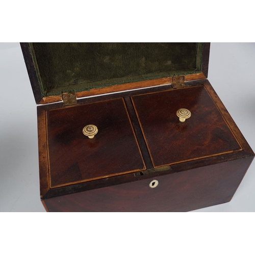 60 - GEORGE III MAHOGANY AND INLAID TEA CADDY