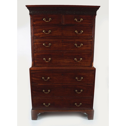 64 - GEORGE III PERIOD MAHOGANY CHEST-ON-CHEST