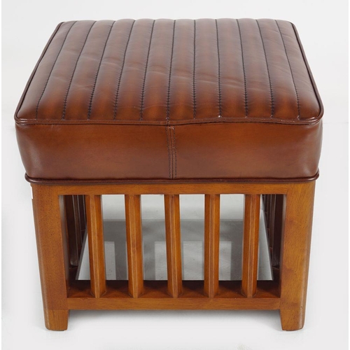 73 - DESIGNER LEATHER UPHOLSTERED STOOL