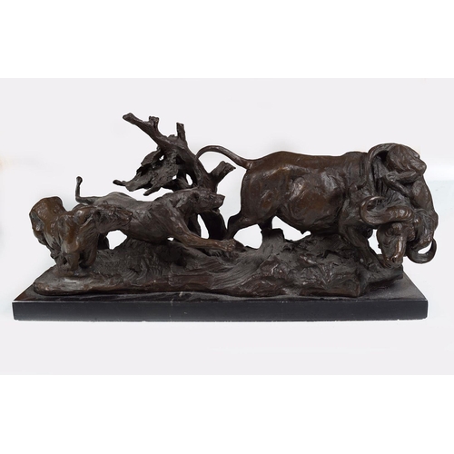 96 - LARGE BRONZE SCULPTURE GROUP