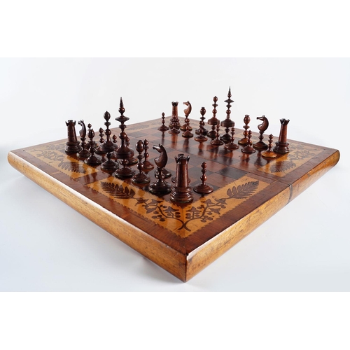 97 - 19TH-CENTURY KILLARNEY ARBUTUS CHESS SET