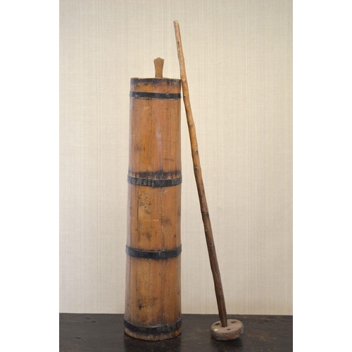 13 - PINE METAL BOUND MILK CHURN