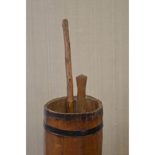 13 - PINE METAL BOUND MILK CHURN