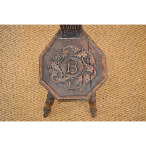 17 - CARVED WOOD MUSIC STOOL