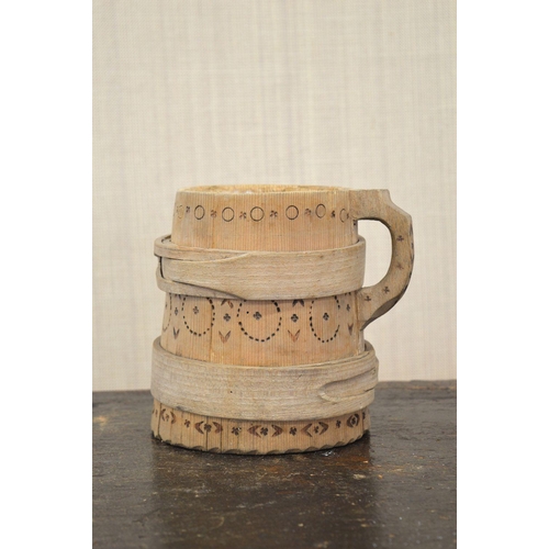 34 - 19TH-CENTURY STAVE PINE DRINKING VESSEL