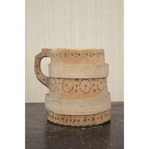 34 - 19TH-CENTURY STAVE PINE DRINKING VESSEL