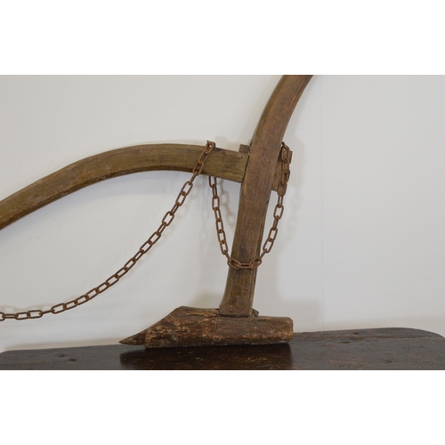 387 - 19TH-CENTURY WOODEN DONKEY DRILL PLOUGH