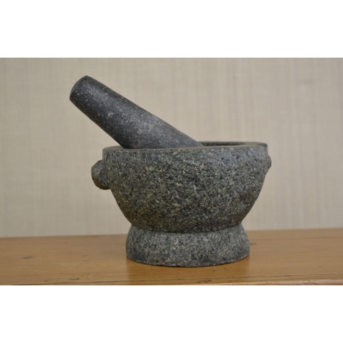 390 - CARVED GRANITE MORTAR AND PESTLE