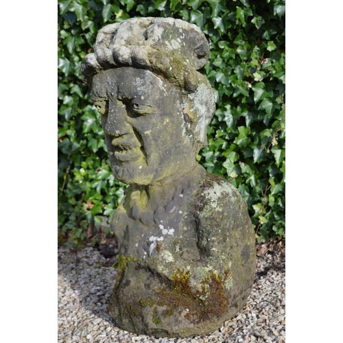 399 - LARGE 19TH-CENTURY CARVED SANDSTONE BUST