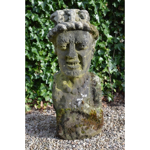 399 - LARGE 19TH-CENTURY CARVED SANDSTONE BUST