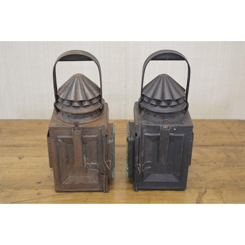 47 - PAIR OF EARLY RAILWAY SIGNAL LAMPS