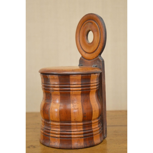 59 - 19TH-CENTURY FRUIT WOOD WALL MOUNTED SALT BOX