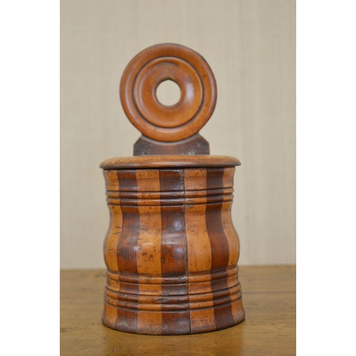 59 - 19TH-CENTURY FRUIT WOOD WALL MOUNTED SALT BOX