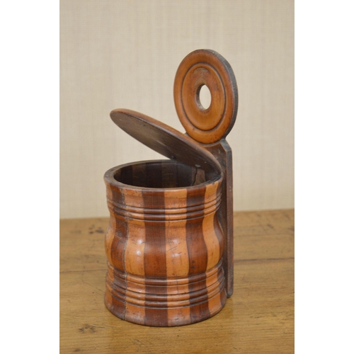 59 - 19TH-CENTURY FRUIT WOOD WALL MOUNTED SALT BOX