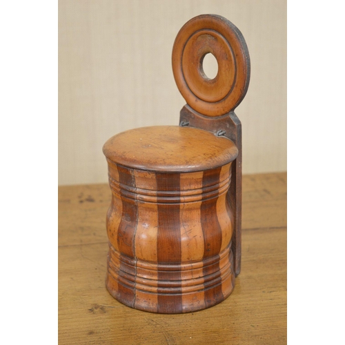 59 - 19TH-CENTURY FRUIT WOOD WALL MOUNTED SALT BOX