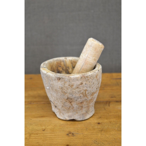 61 - YEW WOOD MORTAR AND PESTLE