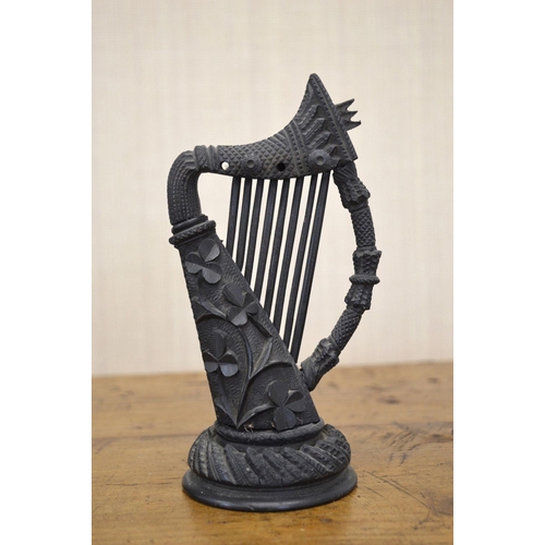 63 - CARVED BOG OAK IRISH HARP