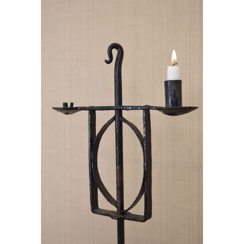 74 - LARGE 19TH-CENTURY FORGED IRON CANDLE HOLDER