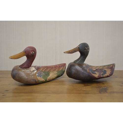 88 - PAIR OF CARVED WOOD DECOY DUCKS