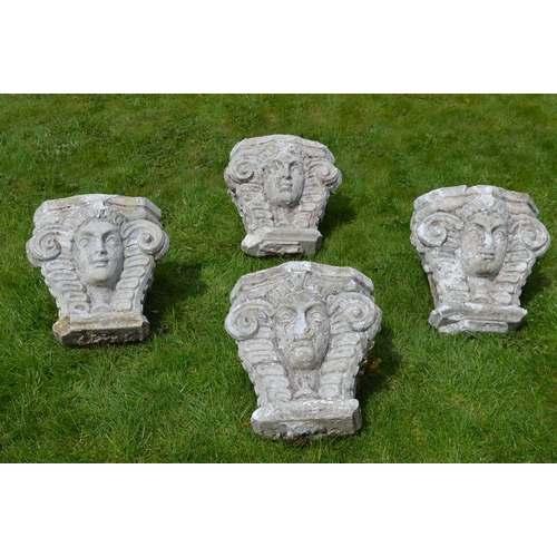 102 - SET OF 4 LIMESTONE CLASSICAL CAPITALS