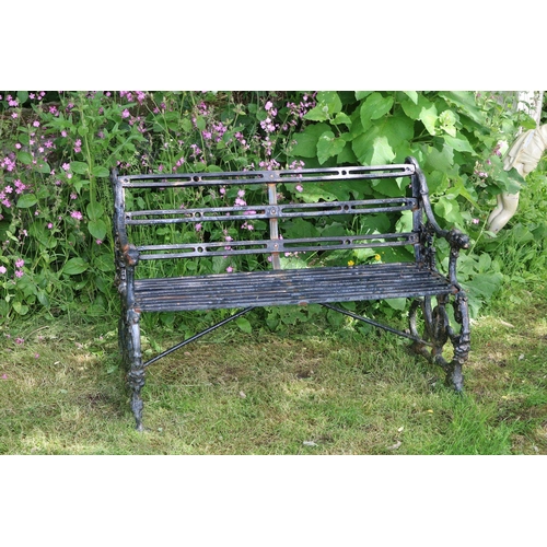 106 - PAIR OF HEAVY CAST IRON GARDEN BENCHES