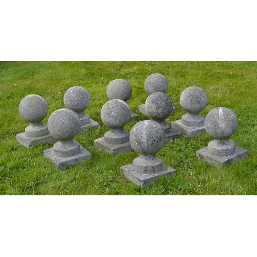 72 - LOT OF 10 MOULDED STONE FINIALS