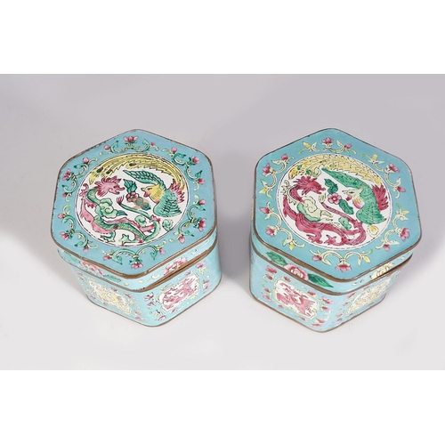 126 - PAIR OF 19TH-CENTURY CHINESE ENAMELLED CADDIES