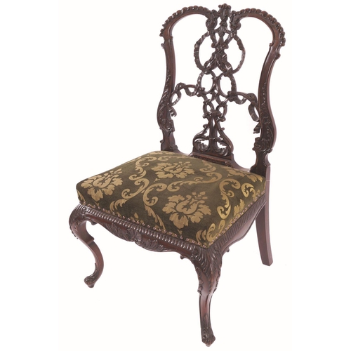 127 - 19TH-CENTURY MAHOGANY CHIPPENDALE SIDE CHAIR