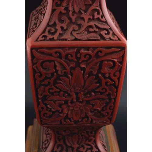 144 - CHINESE QING PERIOD CINNABAR LACQUERED VASE