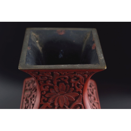 144 - CHINESE QING PERIOD CINNABAR LACQUERED VASE