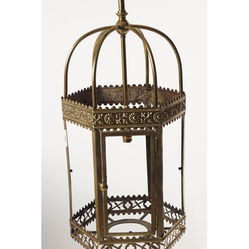 166 - 19TH-CENTURY BRASS HALL LANTERN