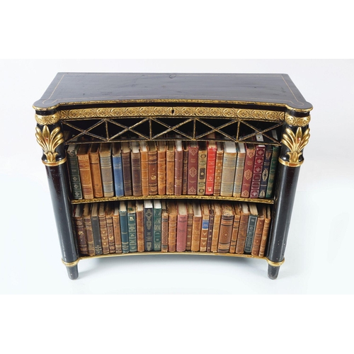 202 - REGENCY PERIOD EBONY & PARCEL-GILT BOOKCASE