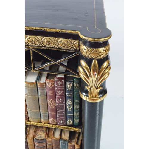 202 - REGENCY PERIOD EBONY & PARCEL-GILT BOOKCASE