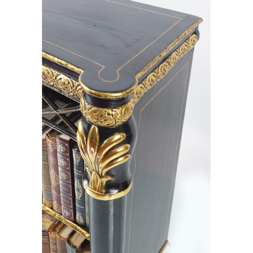 202 - REGENCY PERIOD EBONY & PARCEL-GILT BOOKCASE