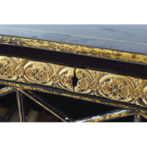 202 - REGENCY PERIOD EBONY & PARCEL-GILT BOOKCASE